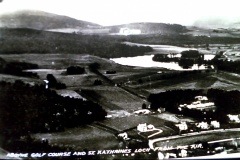 Aerial view of Aboyne loch and golf course looking north.